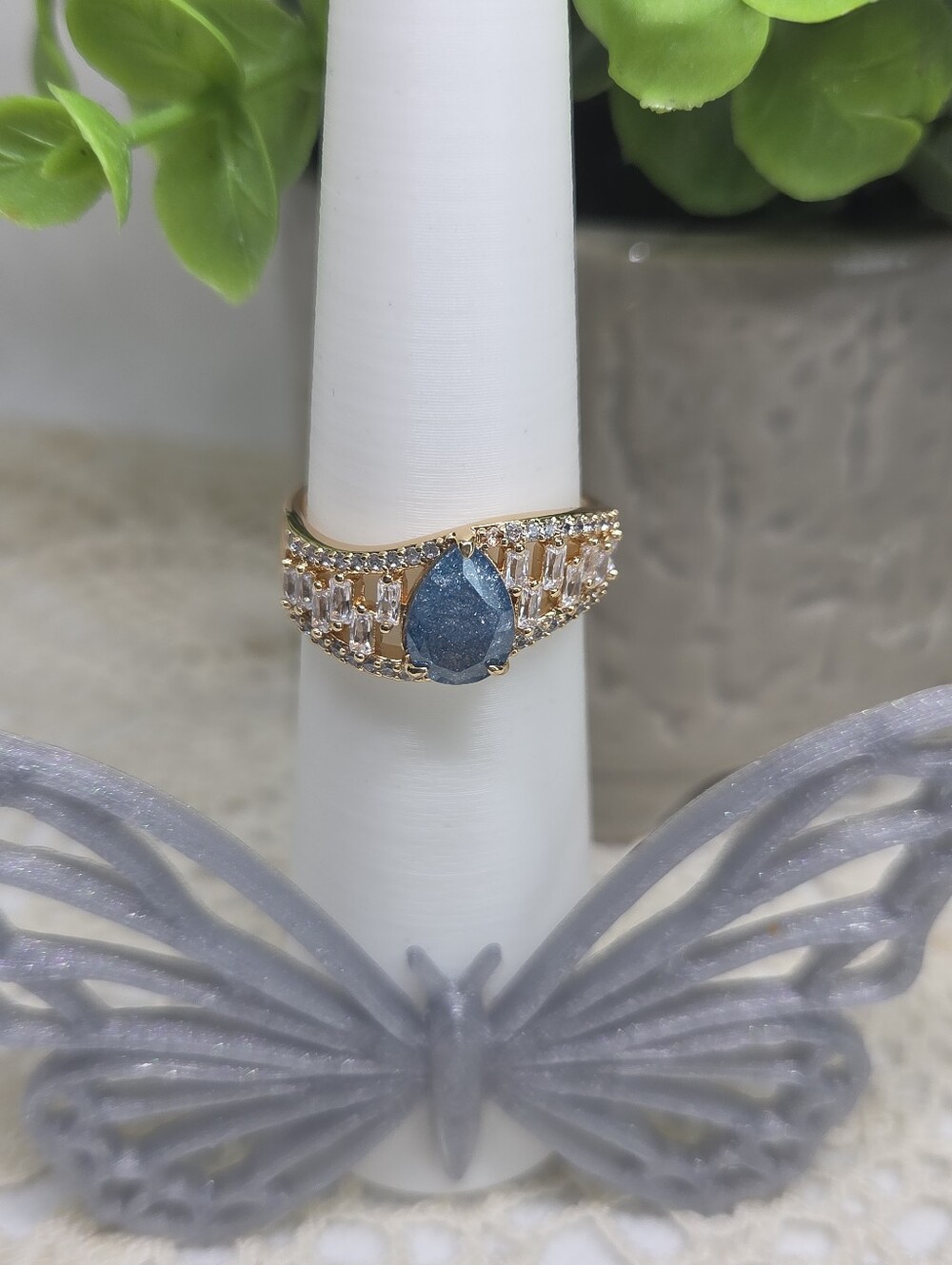 BP London Blue Sapphire Ice Crystal On Gold Plating